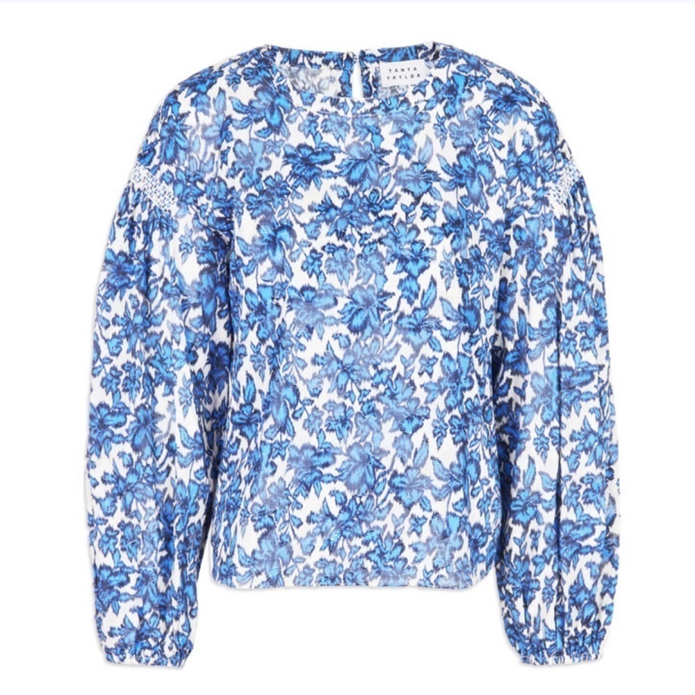 Tanya Taylor Alice top maritime blue floral cinched short